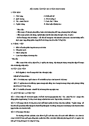 Nội dung ôn tập học kỳ II môn Ngữ văn Lớp 8 - Năm học 2019-2020